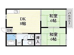 宮之川原サンハイツ 2DKの間取図画像