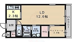 コルパーロ上牧 1LDKの間取図画像