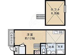 フォレスト山崎 1LDKの間取図画像