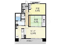 パセオ上牧 2LDKの間取図画像
