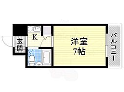 ジョイス長居 2階1Kの間取り