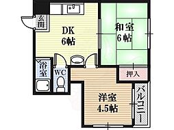 木下ハイツ 2DKの間取図画像