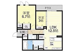 グリーンコート鷹合 2LDKの間取図画像