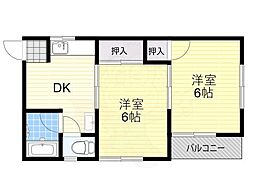 シャトルハリマ 2DKの間取図画像