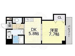 ジュネスガーデン 1DKの間取図画像