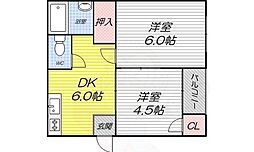 茜マンション 2DKの間取図画像