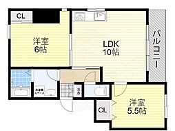 あすかビル 2LDKの間取図画像