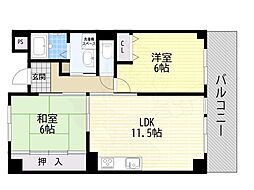 インテグレート東田辺 2LDKの間取図画像