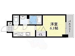 Predecort天王寺EAST 1Kの間取図画像