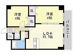 Zio8清水丘 2LDKの間取図画像