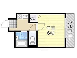 サンライズ長居 1Kの間取図画像