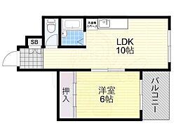 エバーグリーン 1LDKの間取図画像