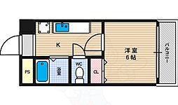 プランドール長居 1Kの間取図画像