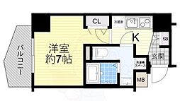 エグゼ阿倍野 1Kの間取図画像