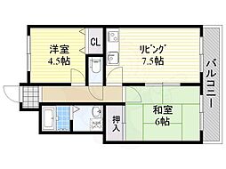 デイグラン長居公園 2LDKの間取図画像