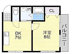 トーヨーマンション 1DKの間取図画像