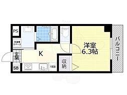千葉・住吉 1Kの間取図画像