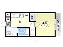 千葉・住吉 1Kの間取図画像