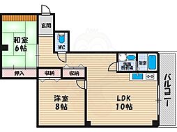 ガーデンコート山之内 2LDKの間取図画像