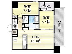 パンドノール住吉大社 2LDKの間取図画像