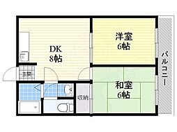 レジデンス長居 2DKの間取図画像
