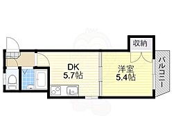 リレックス上住吉 1DKの間取図画像