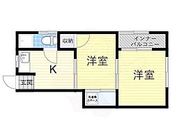 コーポ阪南町 2Kの間取図画像