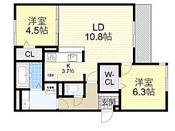 Passaro Grande桃ヶ池 2LDKの間取図画像