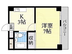 グランビルド阿倍野 1Kの間取図画像