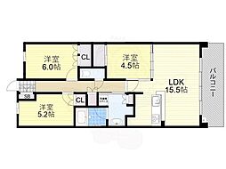 ジオ千里中央ザ・レジデンス 3LDKの間取図画像