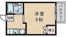 パティオ千里山 1Kの間取図画像