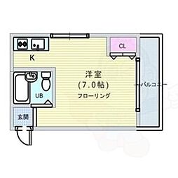 プレアール中桜塚 ワンルームの間取図画像