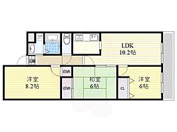 レスカーラ緑地公園 3LDKの間取図画像