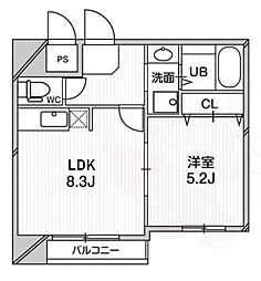 プレデアス千里山田 1LDKの間取図画像