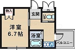 上野西グランハイツB 1Kの間取図画像