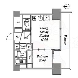 アドバンス江坂ラシュレ 1LDKの間取図画像