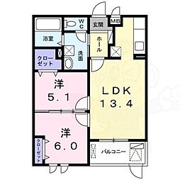カーササリーレ 2LDKの間取図画像