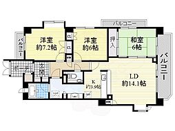 グレイスフォート桃山台 3LDKの間取図画像