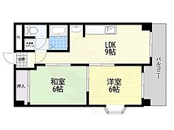 ハイツ北之防 2LDKの間取図画像