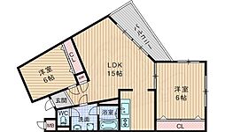 ヴェルディ山口 2LDKの間取図画像
