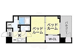 セレニテ江坂ルフレ 2Kの間取図画像