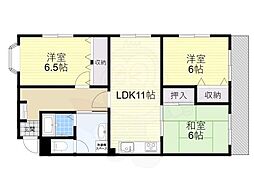 スプリングコート三和 3LDKの間取図画像