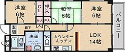 日恵ハイツD棟 3LDKの間取図画像