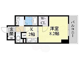 アンソレイユ 1Kの間取図画像