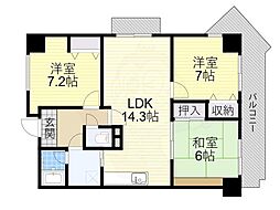 プランドール桃山 3LDKの間取図画像