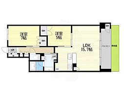 ジオ北千里藤白台B棟 2LDKの間取図画像