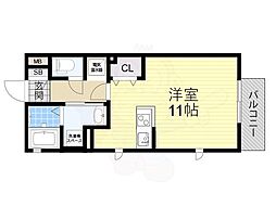 ペアムールB ワンルームの間取図画像