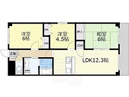 メゾンドール南千里 2SLDKの間取図画像