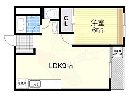 南千里第2コーポラスB棟 1LDKの間取図画像