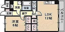 第2マンション寺直 1LDKの間取図画像